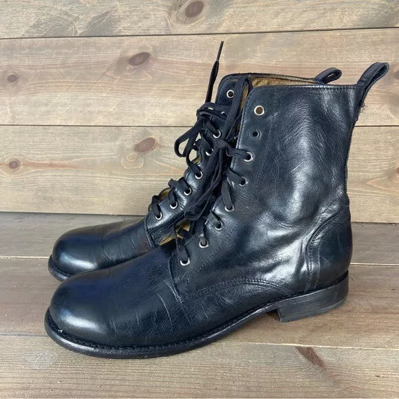 Frye Bowery Mens size 10 shoes black leather lace up combat boots