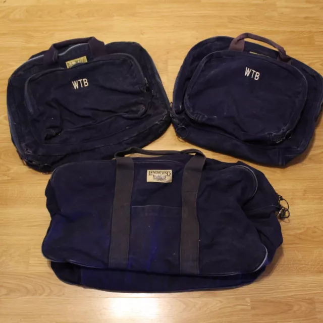 3 Lands End Square Rigger Canvas Bag Set Messenger Bag Duffle Heavy Duty Luggage