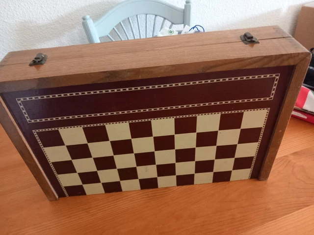 Ancien Jeu De Jacquet Backgammon En Bois – Complet, Avec Tapis Usé, France