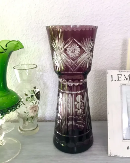 Antik Edel Johann Oertel Haida Art Déco Vase Glasvase Kristallglas Pokalvase 2