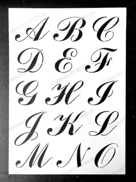 CALLIGRAPHY STENCIL LETTERS Uppercase Lowercase Alphabet Weddings ...