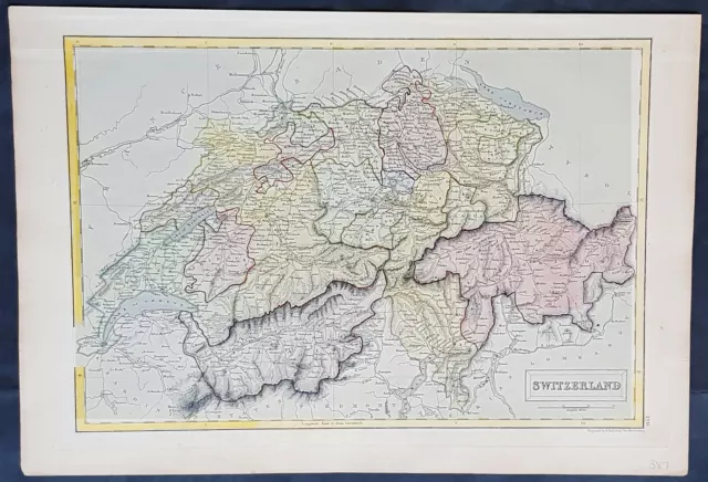 1840 Sydney Hall Large Antique Map of Switzerland (21789-1)