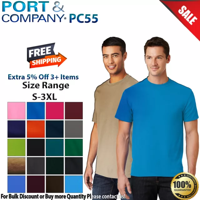 Port & Company PC55 Mens Short Sleeve Core Blend Crew Neck Stylish T-Shirt