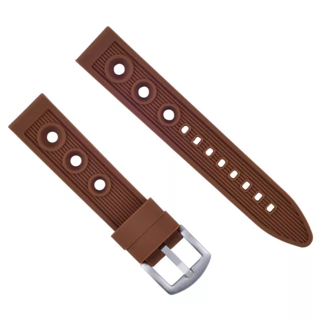 24Mm Rubber Racing Watch Band Strap For Invicta Russian Diver 12440 Watch Brown