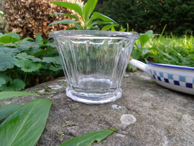 Pot À Confiture Ancien En Verre Épais - Forme Conique À Facettes  - À Pied  1900