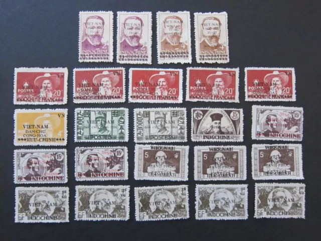 VIET MINH 1945 - Lot of 24 Indo-China Overprinted - MNH and MH.