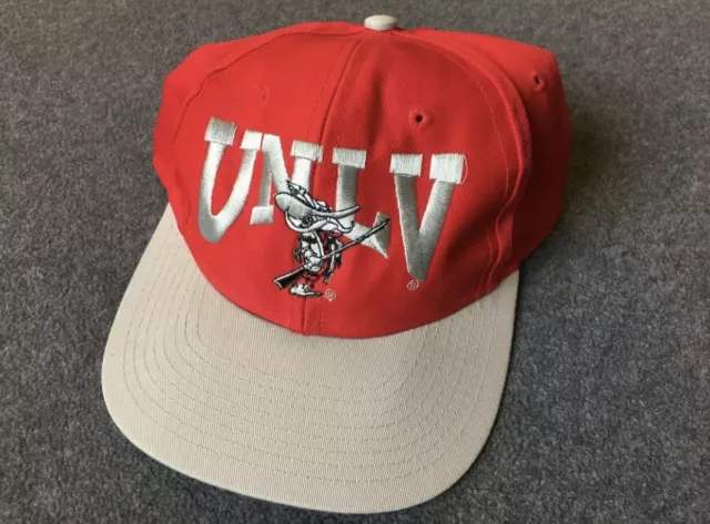 Vtg UNLV HAT snapback 90s runnin rebels basketball starter jersey larry 80s