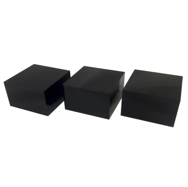 Black Acrylic Blocks 50mm x 50mm Square Retail Display Pack of 3 x 30mm Thick