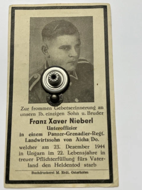 STERBEBILD UNTEROFFIZIER PANZERGRENADIER 2. Weltkrieg 2. WK 1944