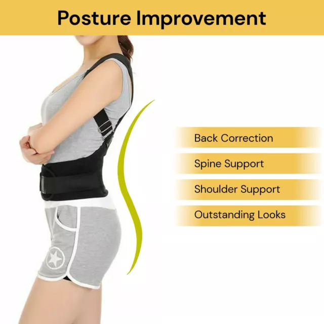 Back Posture Corrector Lumbar Shoulder Support Brace Belt Magnetic Women Men 3