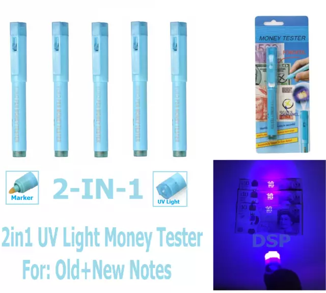 2in1 UV light Counterfeit Fake Forged Bank Note Money Tester Detector Marker Pen 3