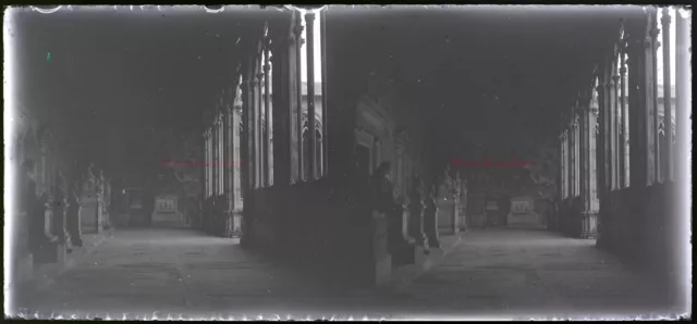 ITALIE Pisa Camposanto c1930 Photo NEGATIVE Plaque de verre Vintage Stereo VR16L