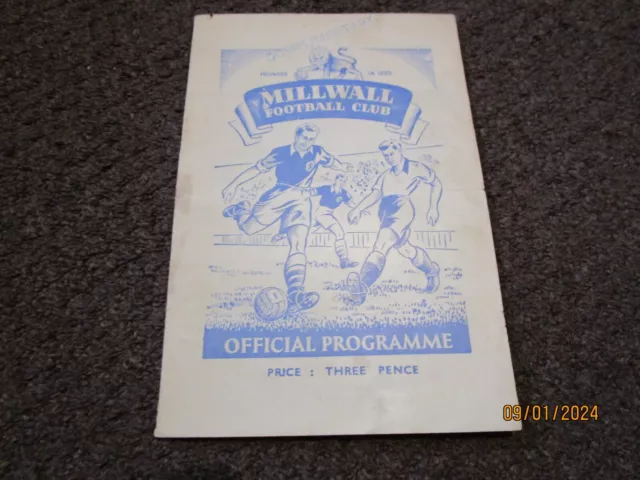 MILLWALL  v  NORWICH CITY  1950/1  OCTOBER 14th