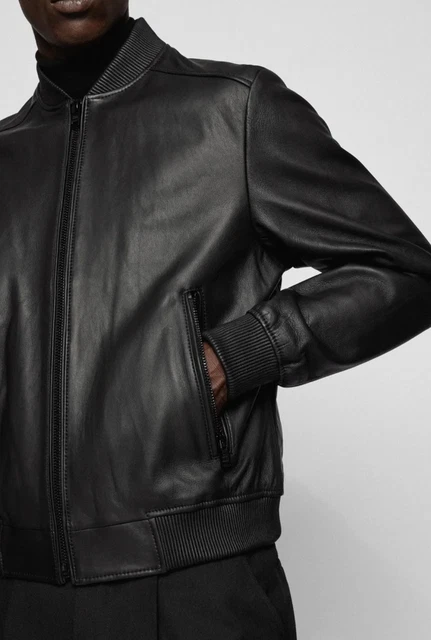 GIACCA BIKER HUGO BOSS MALBAN IN PELLE 50501052 nera taglia 54/XXL