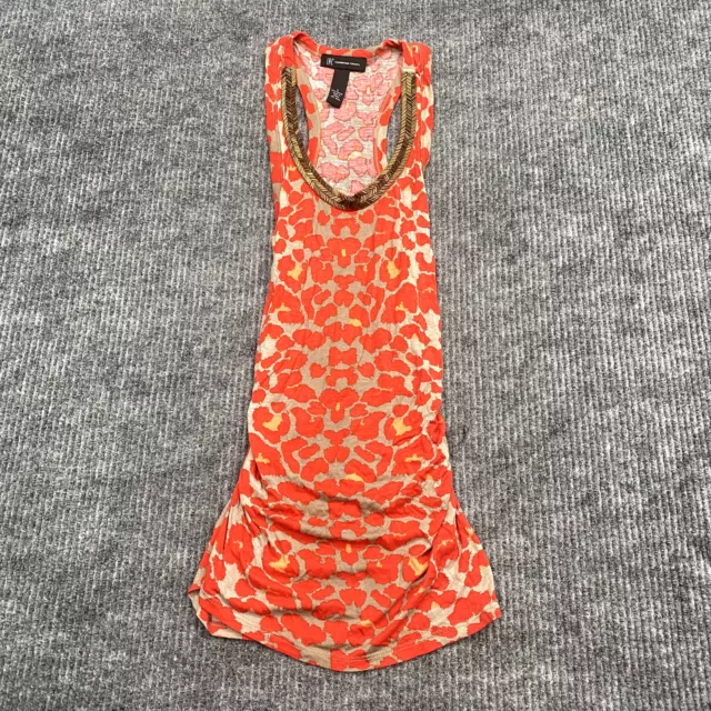 I.N.C International Concepts Womens Small Tank Top Shirt Orange Cheetah Print