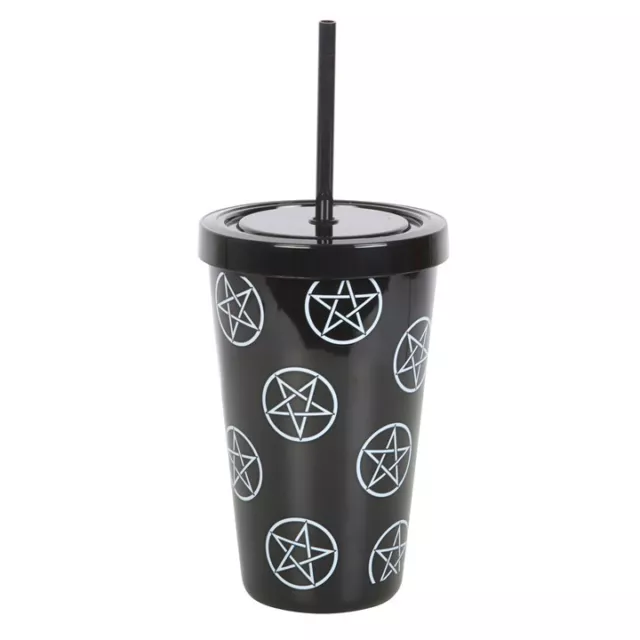 Pentagram  Reusable Plastic Tumbler with Straw