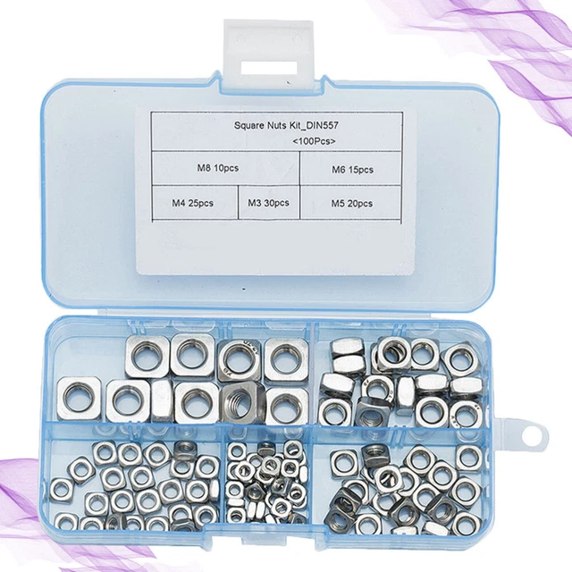 100 pz cartone dado autobloccante acciaio quadrato 100 pz sistema metrico inox