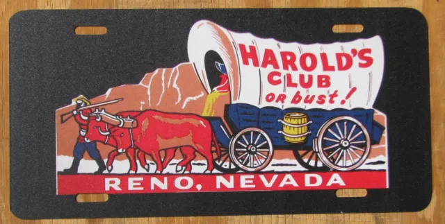 RENO NEVADA / HAROLDS CLUB souvenir license plate 2014  COVERED WAGON