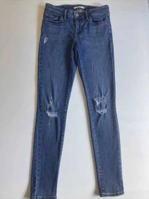 Levi's size 26 711 low rise skinny leg distressed blue Denim Jeans Au size 8
