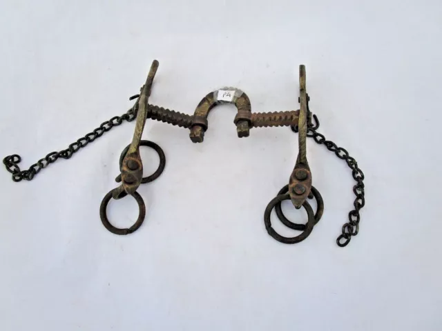 Vintage Old Collectible Hand Carved Iron Beautiful Unique Horse Bridle Bit P4