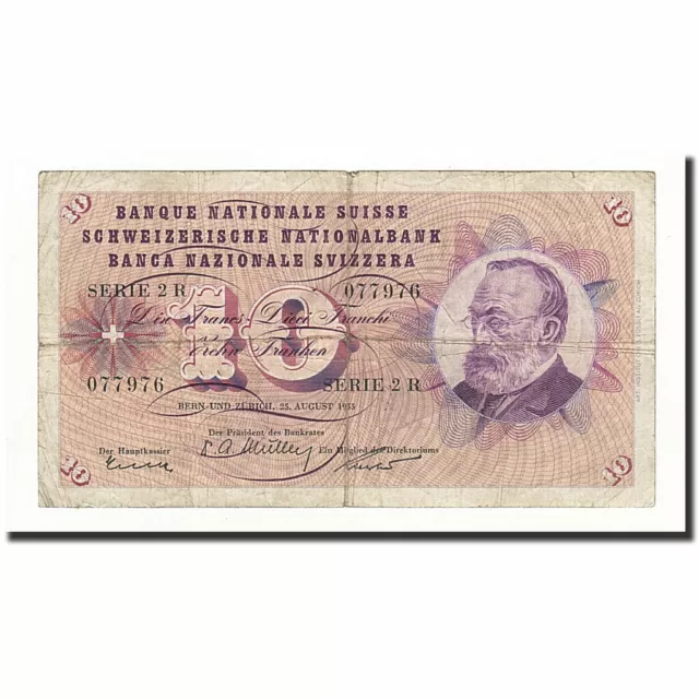 [#164357] Geldschein, Schweiz, 10 Franken, 1955, 1955-08-25, KM:45a, SGE