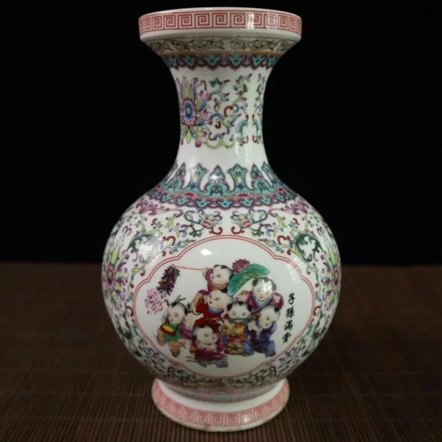 Chinese old porcelain Enamel colored Baby play pattern vase