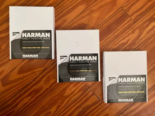 3 cajas - papel brillante Ilford Harman positivo directo FB, 4x5 pulgadas, 75 hojas - ¡Nuevo!
