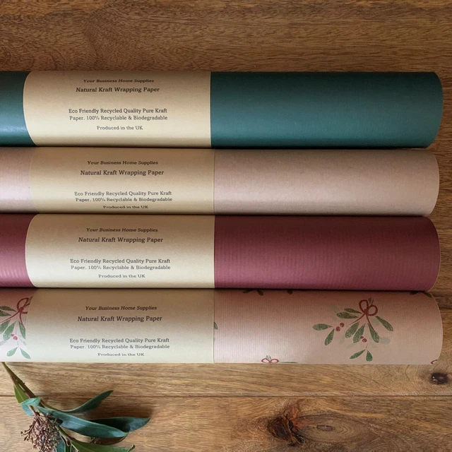 CHRISTMAS WRAPPING PAPER KRAFT Traditional Eco Friendly Gift Sheet Roll