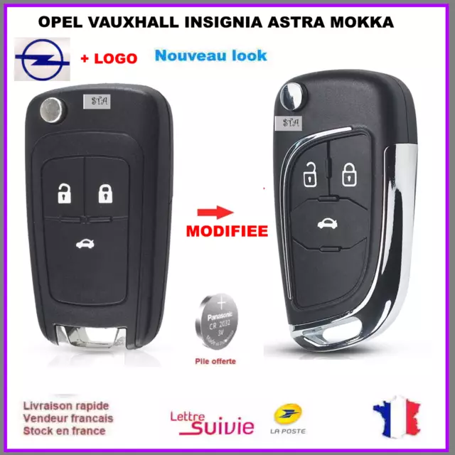 Coque Modifie pour telecommande cle Vauxhall Opel Zafira Astra Insignia 3boutons