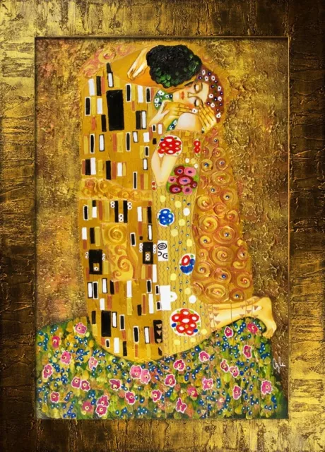 Gustav Klimt - Der Kuss -107x77 Ölgemälde Handgemalt Leinwand Rahmen