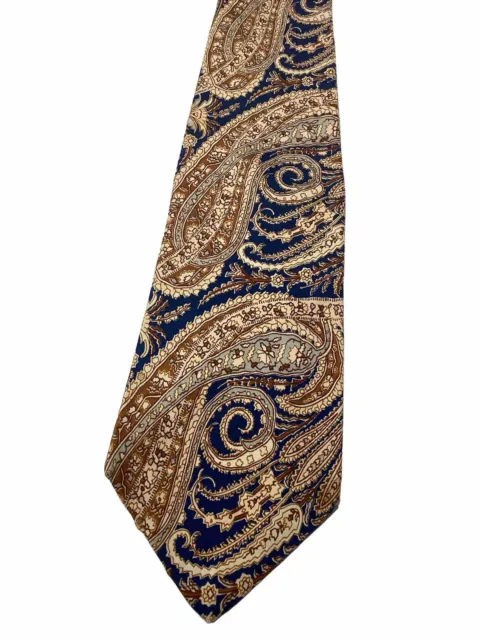 Neiman Marcus Liberty of London Paisley Blue/Brown Men's Silk Neck Tie 4" x 59"