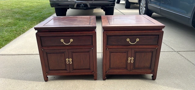 Mahogany Bedside Nightstands, Pair