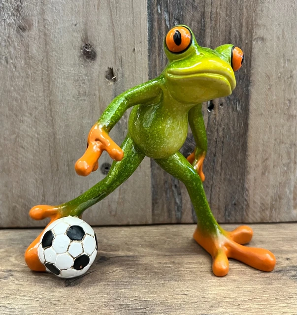 Frog With Soccer Ball Resin Figurine 5" x 5"
