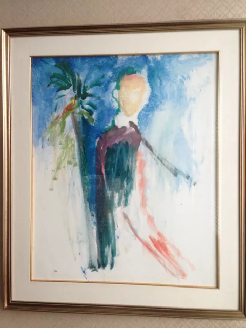 Ernesto Treccani "Nizza Figura e palma" su tela 1980 originale e firmato