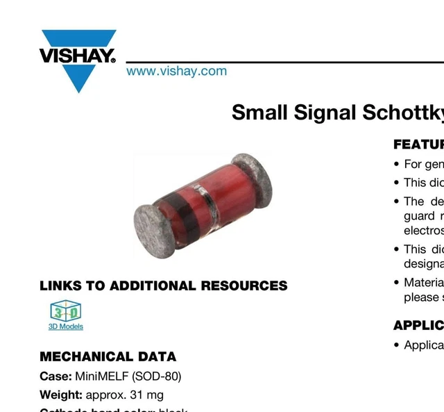10x BAT54S Schottky Dioden SMD 30V 0,2A - SOT23 Von VISHAY