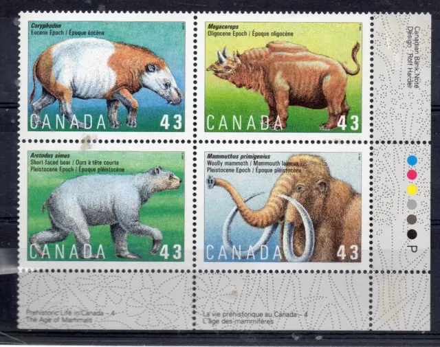 CANADA STAMPS  1994  Prehistoric Mammals  SG 1613/16  MINT NEVER HINGED