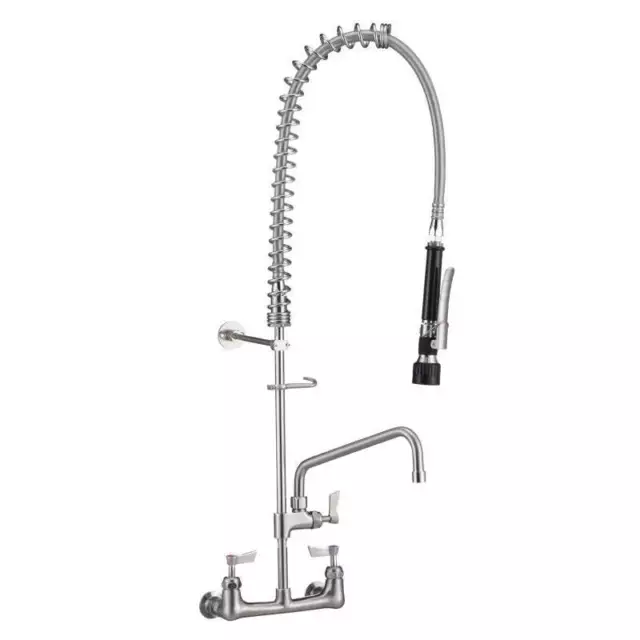 3Monkeez Stainless Steel Exposed Breech Wall Mount Pre Rinse Unit With 12" Po...