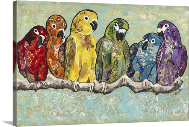 Flock of Colors Canvas Wall Art Print, Parrot Home Decor