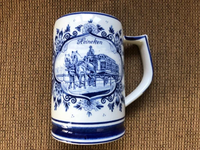 Vintage Delfts Heineken Pint Beer Mug - Flora Keramiek Handwork Made in Holland