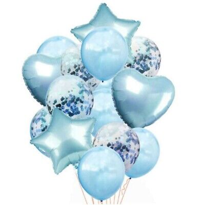 14 palloncini compleanno, battesimo e baby shower con coriandoli azzurri