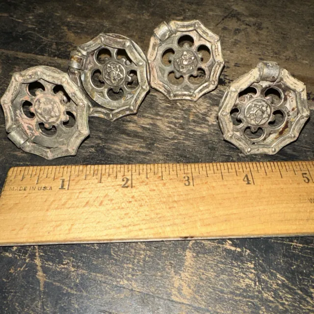 Lot of 4 Brass (Drawer Pulls With Handles) Dresser Cabinet Hardware Reclaimed