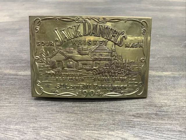 Vintage Brass Jack Daniels Sour Mash Whiskey Distillery Belt Buckle, England