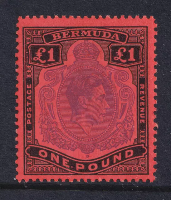 Bermuda KGVI 1938-53 £1 Violet Black/Scarlet Perf 13 SG121d Mint MH