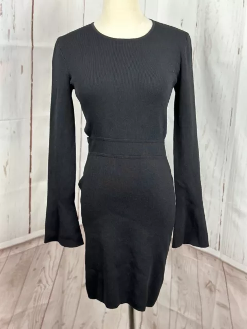 Zara Knit Black Women’s Cutout Dress With Bell Sleeves size M