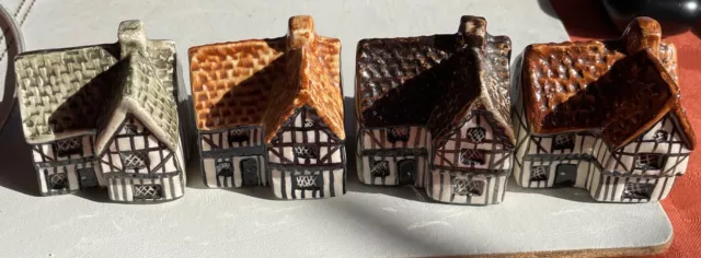 4x Tey Pottery No 10 TUDOR BEAM HOUSE Britain in Miniature. VGC