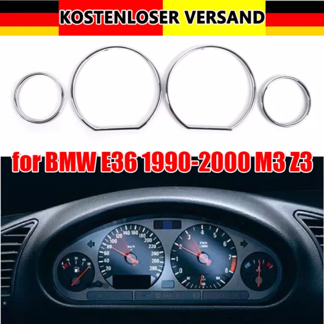 4-teilig Chrom Tachoringe Instrumente Tacho Ringe Blenden Satz für BMW E36 M3 Z3