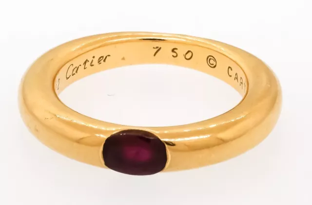 Cartier Ellipse heavy 18K yellow gold 0.33CT ruby band ring size 7 Euro size 54