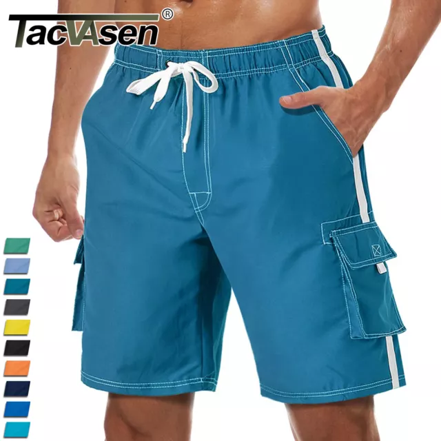 Mens Cargo Pocket Swim Trunks Swimming Shorts Board Beach Surf Swimwear w/Lining