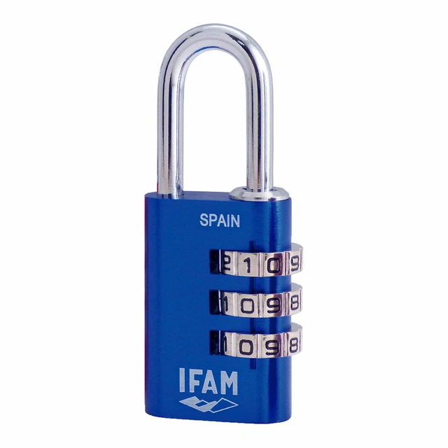 Serrure à combinaison IFAM Combi30 Bleu Aluminium Acier chromé [3 cm]