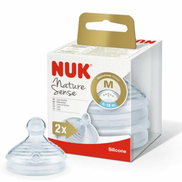 NUK Nature Sense Trinksauger, brustähnlicher Silikon-Sauger, BPA-frei, 2 Stück